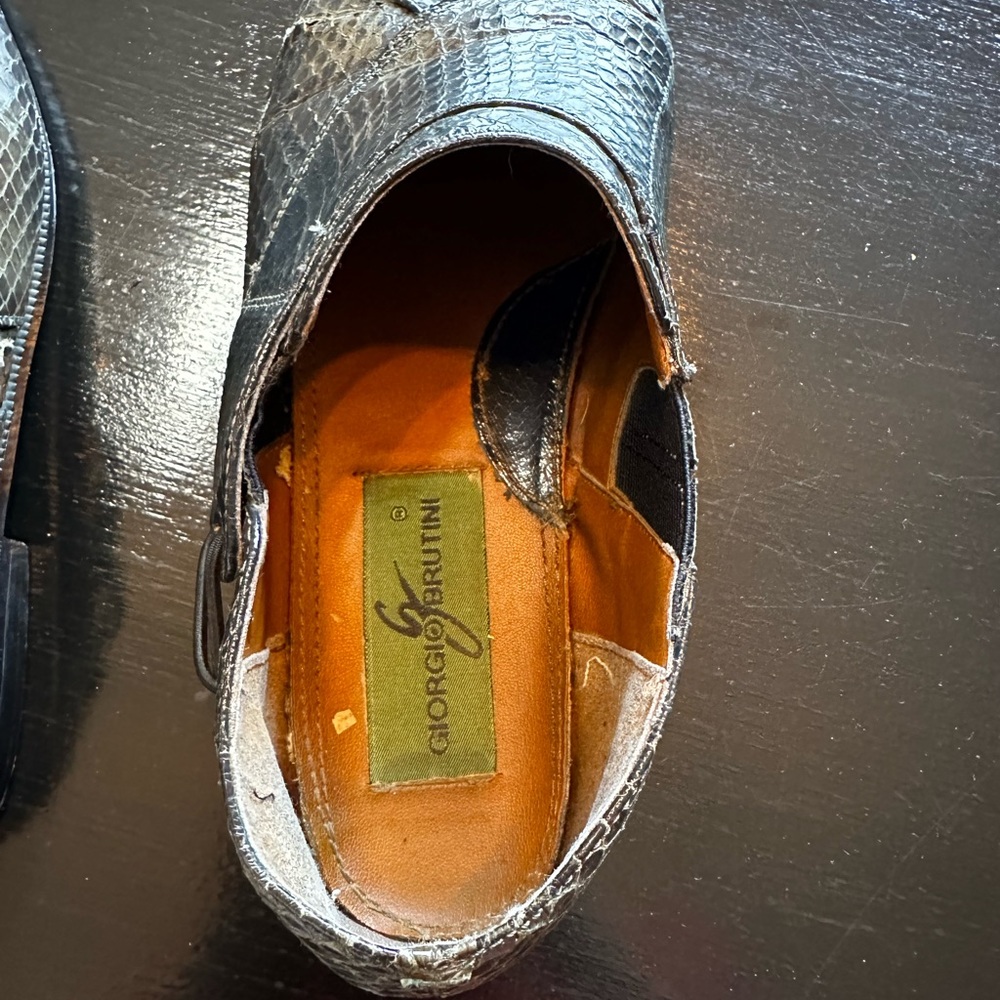 Vintage Giorgio Brutini 8 1/2 Green Genuine Snakeskin Shoes - Picture 3 of 15